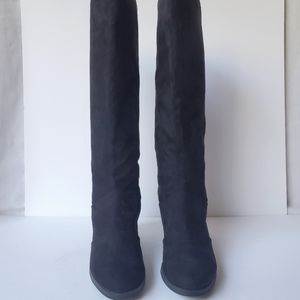 Black faux suede boots
